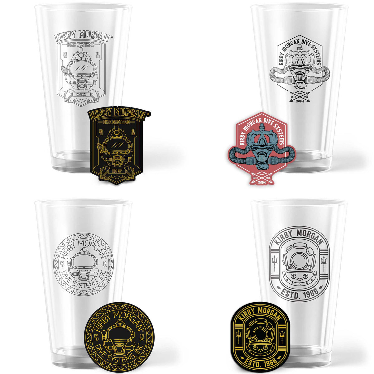 4Pack Pint Glass and Sticker Bundle Kirby Apparel